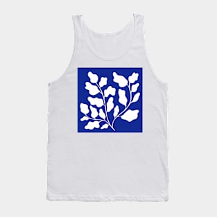 white leaf in blue background Tank Top